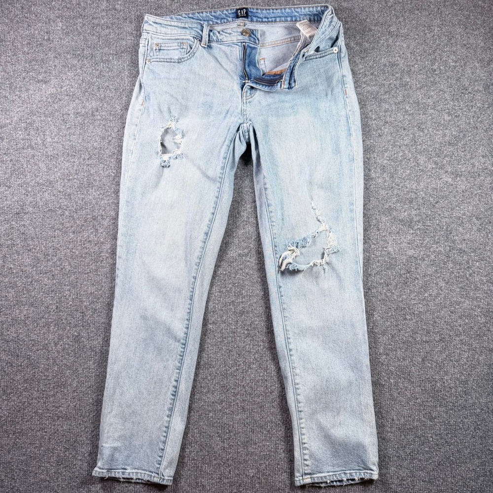 Gap Girlfriend Jeans Womens 29 Light Wash Distressed Destroyed Denim 281305-00